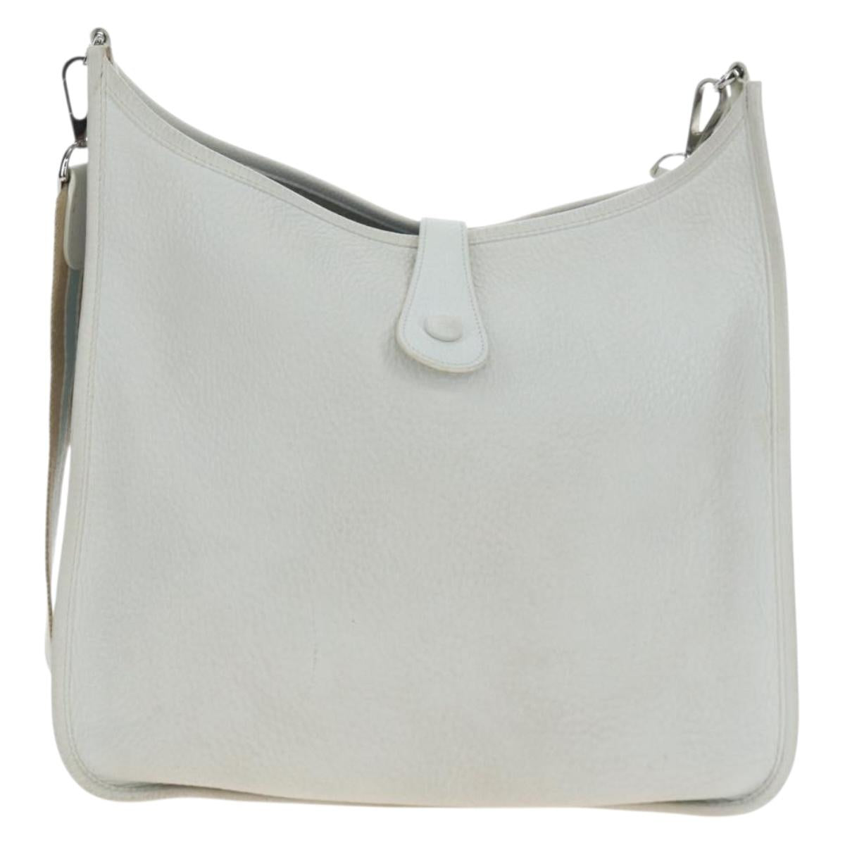HERMES Evelyn 1GM Shoulder Bag Leather White Silver Auth 195640SAM - Jerrillo image 3