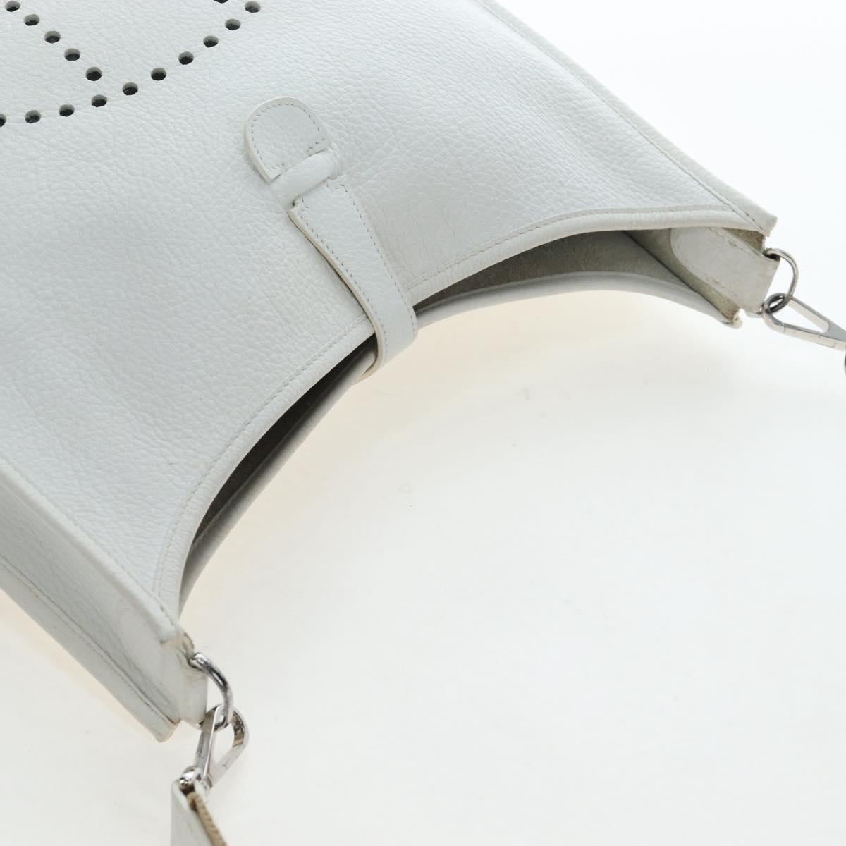 HERMES Evelyn 1GM Shoulder Bag Leather White Silver Auth 195640SAM - Jerrillo image 7