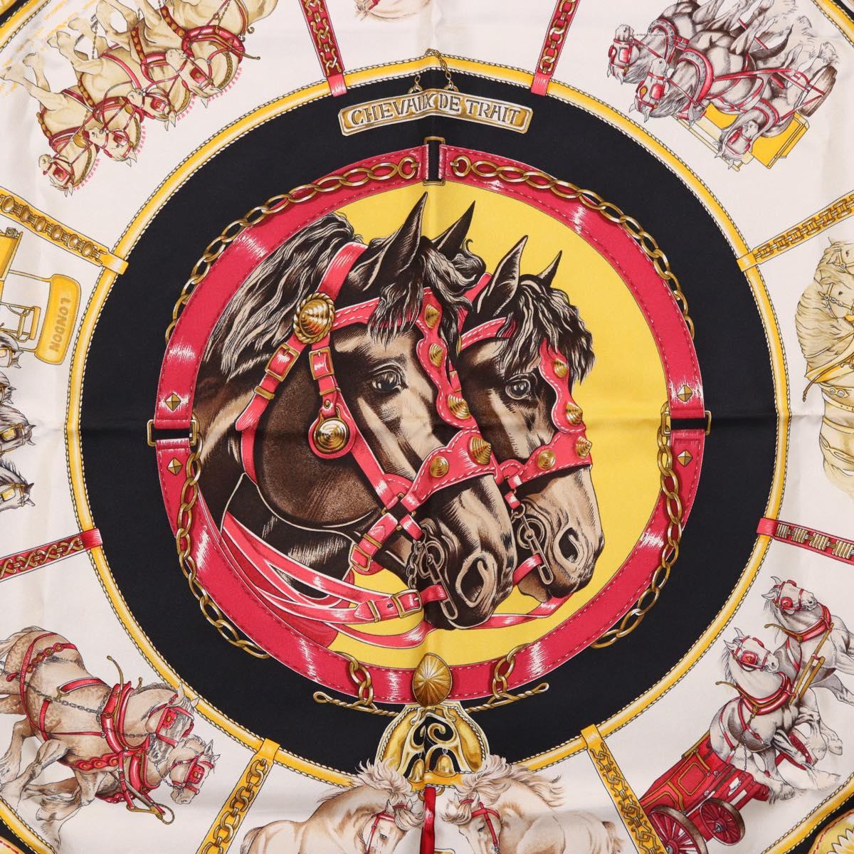 HERMES Carre 90 Scarf "CHEVAUX DE TRAIT" Silk Black Auth 195641M - Jerrillo image 6