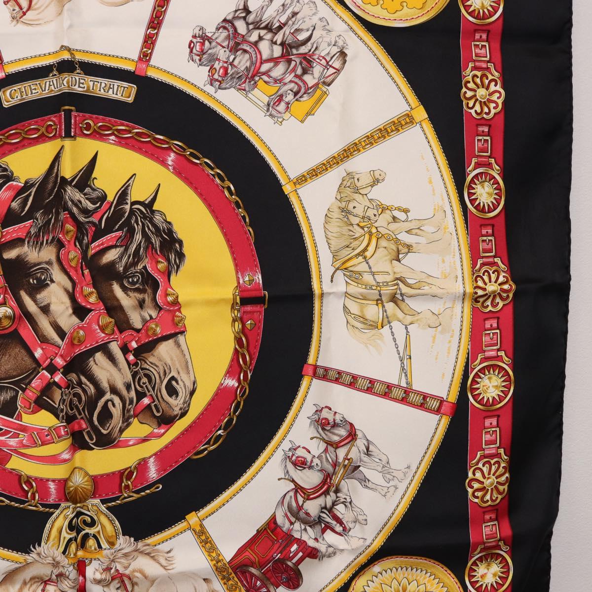HERMES Carre 90 Scarf "CHEVAUX DE TRAIT" Silk Black Auth 195641M - Jerrillo image 7