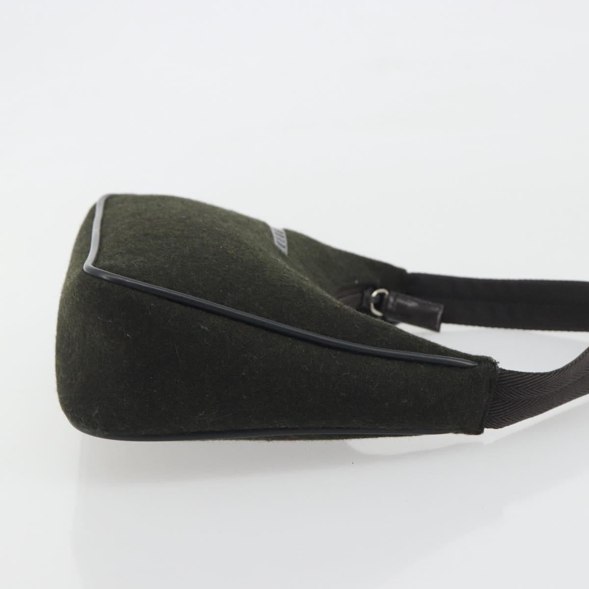 PRADA PRADA Sports Hand Pouch Wool Khaki Silver Auth 195649A - Jerrillo image 3
