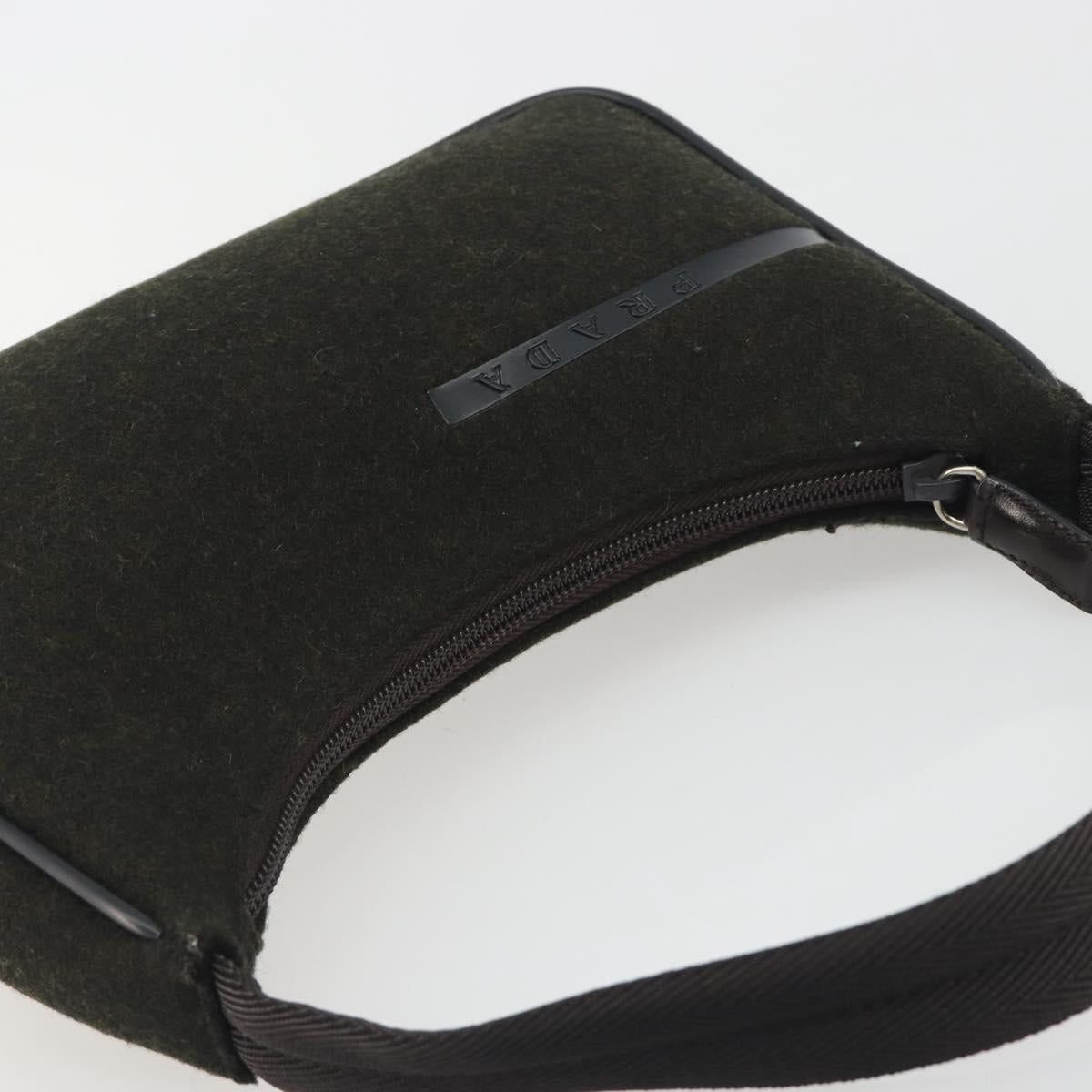 PRADA PRADA Sports Hand Pouch Wool Khaki Silver Auth 195649A - Jerrillo image 6