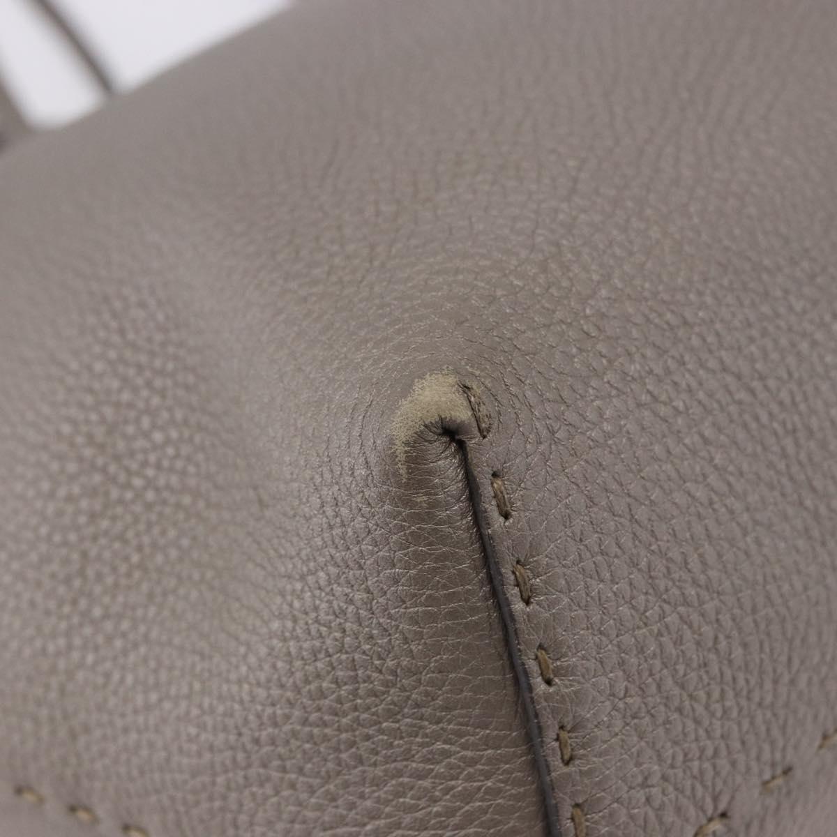 FENDI Celeria Hand Bag Leather Gray Silver Auth 195694A - Jerrillo image 9