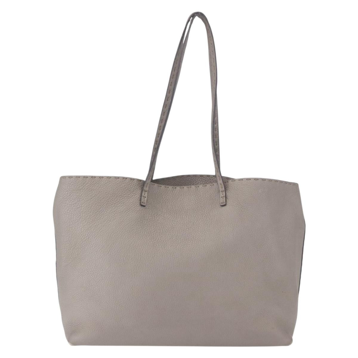 FENDI Celeria Hand Bag Leather Gray Silver Auth 195694A - Jerrillo image 2