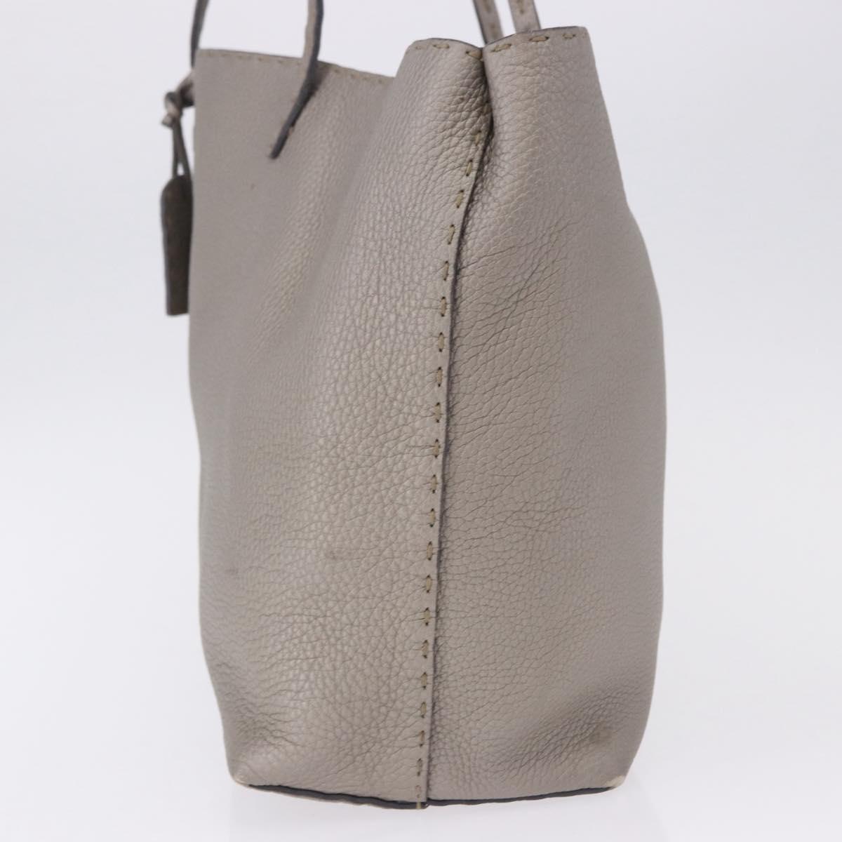 FENDI Celeria Hand Bag Leather Gray Silver Auth 195694A - Jerrillo image 3