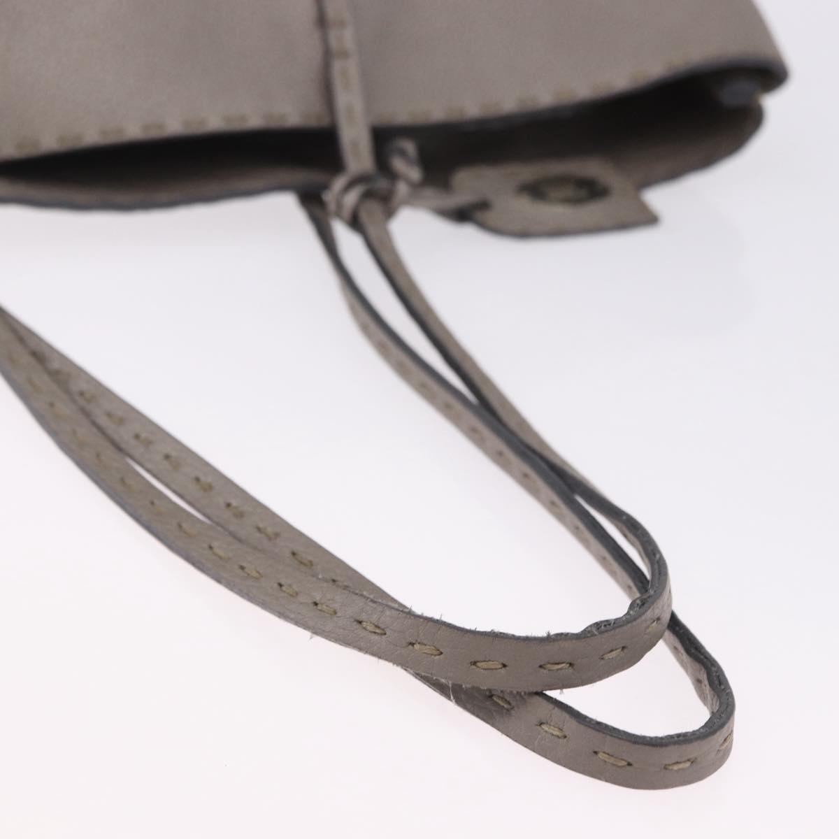 FENDI Celeria Hand Bag Leather Gray Silver Auth 195694A - Jerrillo image 7