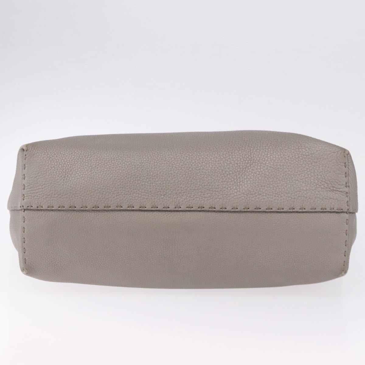 FENDI Celeria Hand Bag Leather Gray Silver Auth 195694A - Jerrillo image 5