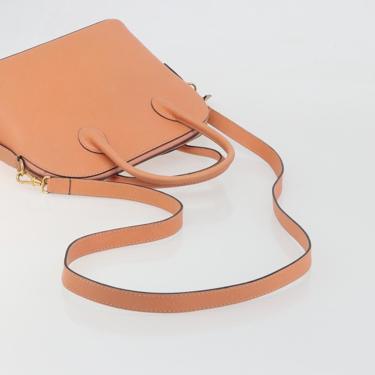 CELINE Hand Bag Leather 2way Orange Gold Tone Auth 195791A - Jerrillo image 9