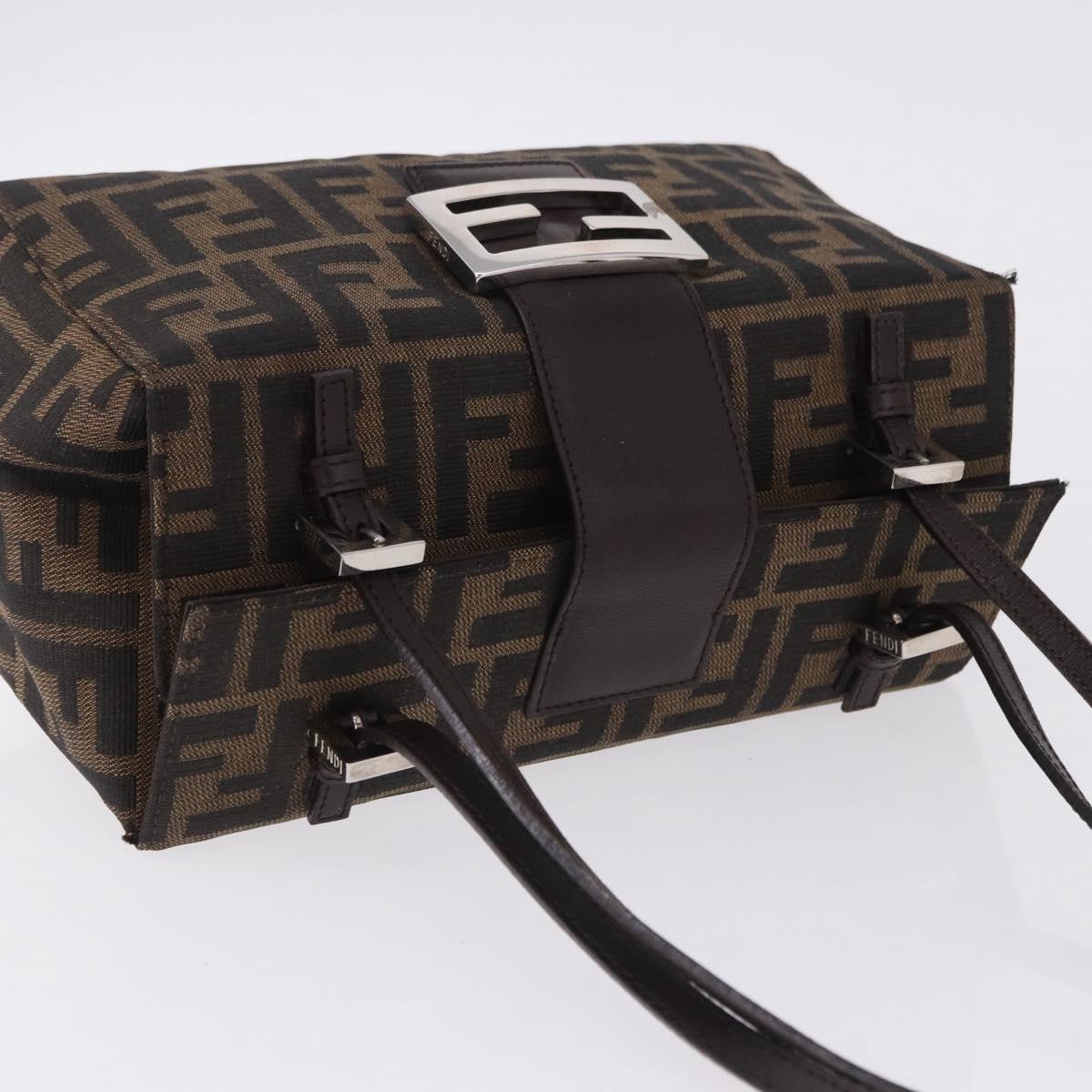 FENDI Zucca Canvas Mamma Baguette Hand Bag Brown Silver Auth 195795V - Jerrillo image 6