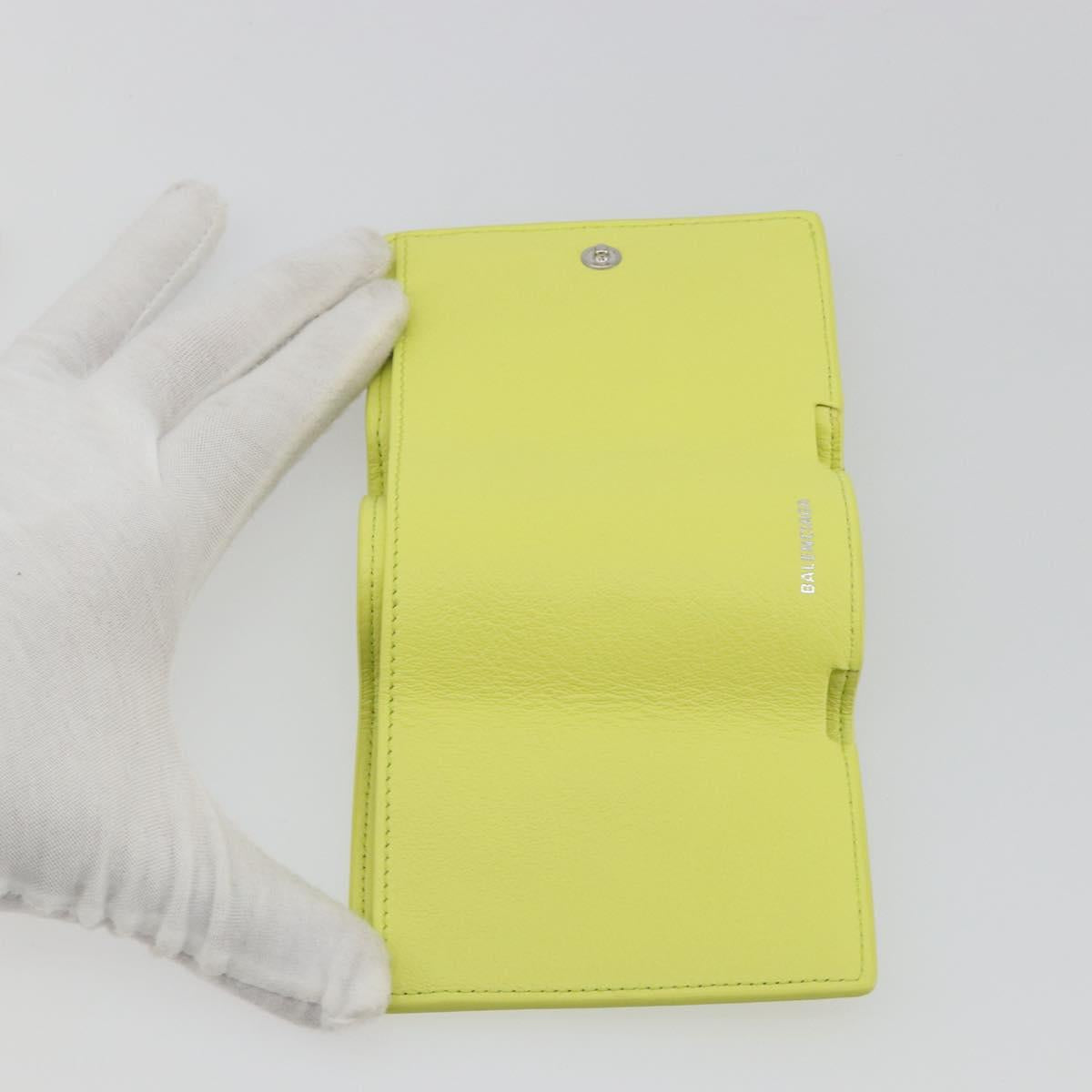 BALENCIAGA Paper Mini Trifold Wallet Leather Yellow Silver 391446 Auth 195909M - Jerrillo image 9