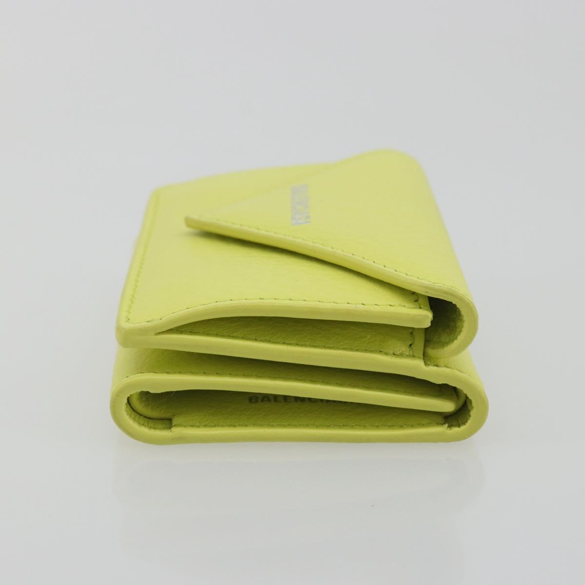 BALENCIAGA Paper Mini Trifold Wallet Leather Yellow Silver 391446 Auth 195909M - Jerrillo image 3