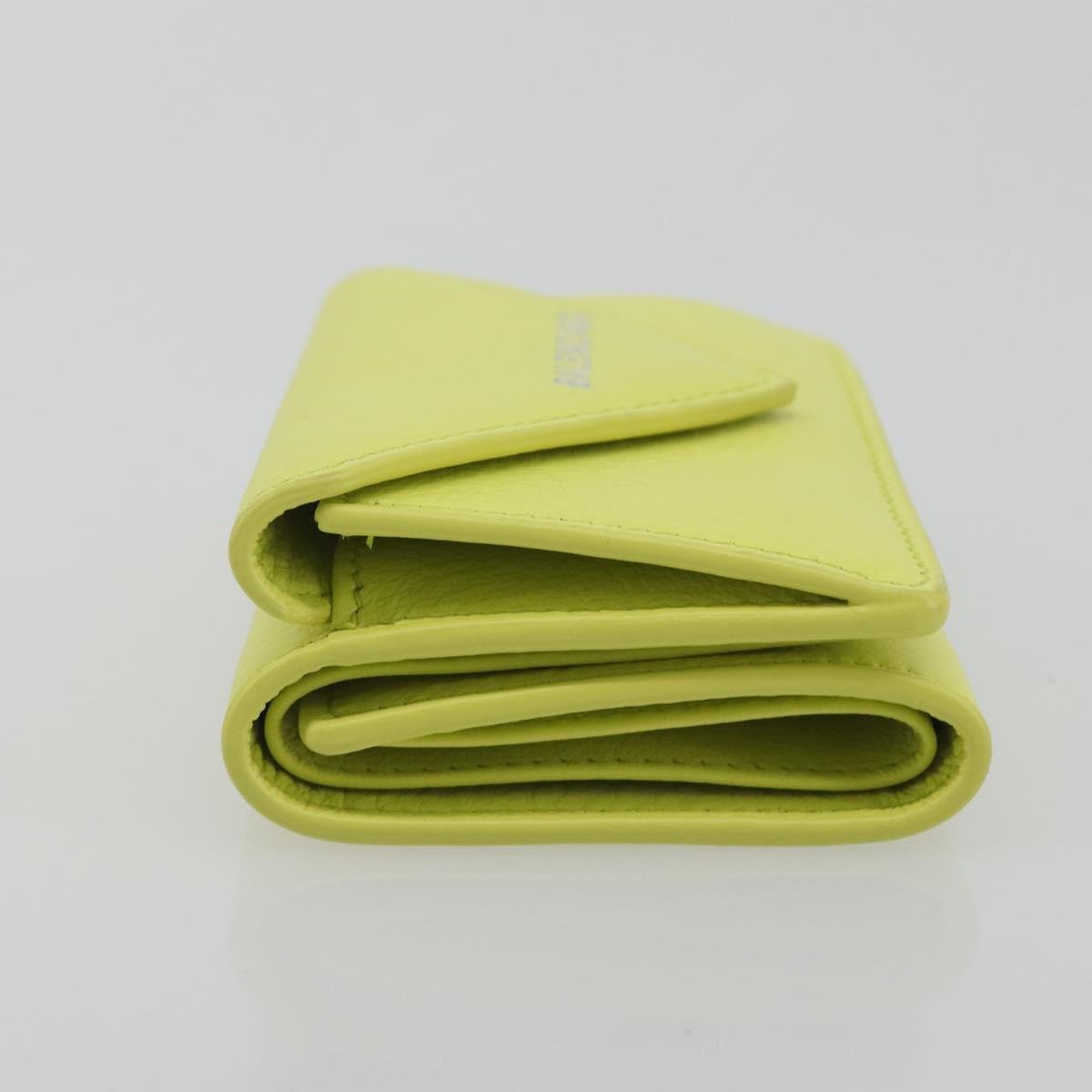 BALENCIAGA Paper Mini Trifold Wallet Leather Yellow Silver 391446 Auth 195909M - Jerrillo image 4