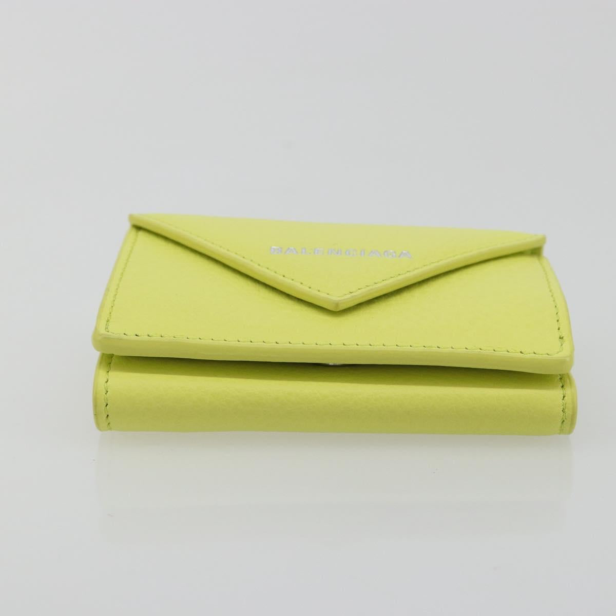 BALENCIAGA Paper Mini Trifold Wallet Leather Yellow Silver 391446 Auth 195909M - Jerrillo image 6