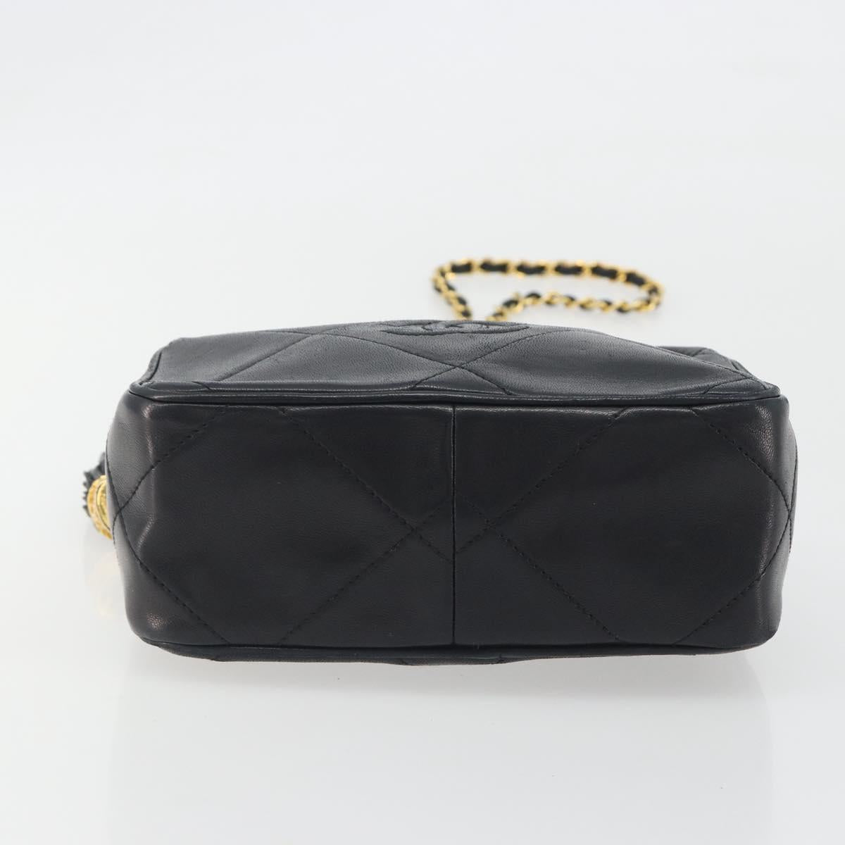CHANEL Matelasse Chain Shoulder Bag Lamb Skin Gold Black CC Auth 195961V - Jerrillo image 5