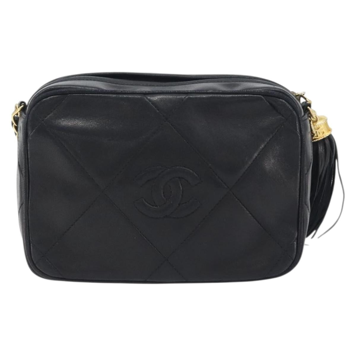 CHANEL Matelasse Chain Shoulder Bag Lamb Skin Gold Black CC Auth 195961V - Jerrillo image 2