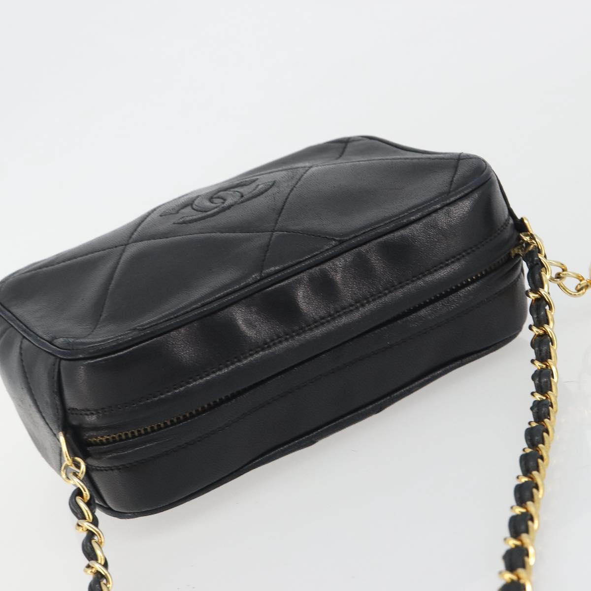 CHANEL Matelasse Chain Shoulder Bag Lamb Skin Gold Black CC Auth 195961V - Jerrillo image 6