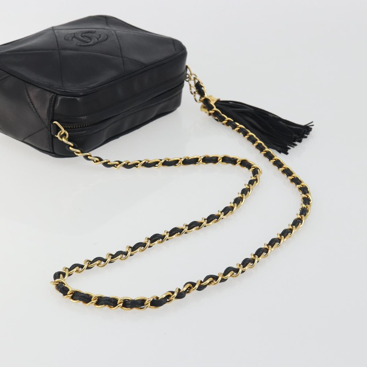 CHANEL Matelasse Chain Shoulder Bag Lamb Skin Gold Black CC Auth 195961V - Jerrillo image 7