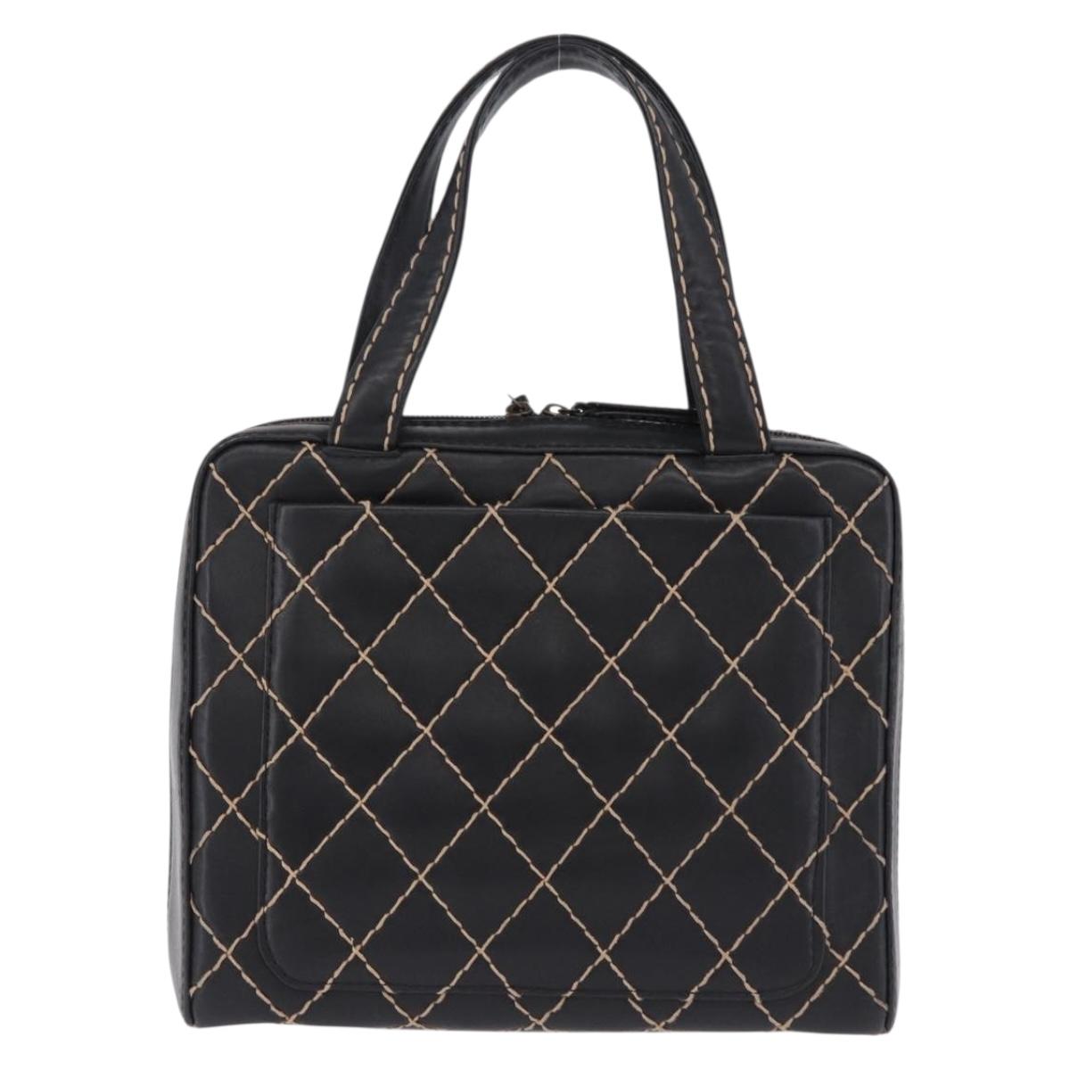 CHANEL Wild Stitch Hand Bag Leather Black CC Auth 195982V - Jerrillo image 3