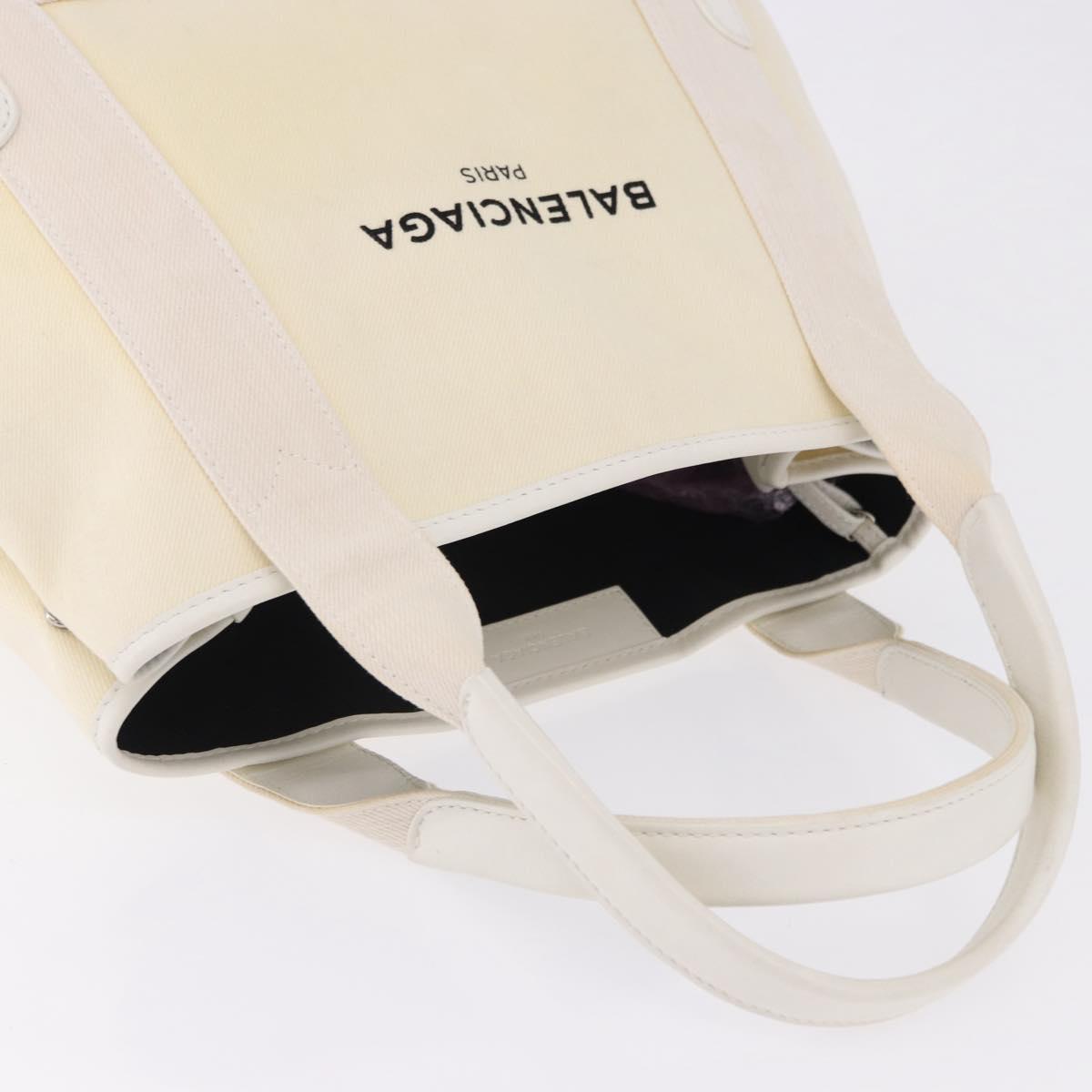 BALENCIAGA Navy Cabas Hand Bag Canvas Ivory Silver 339933 Auth 195989A - Jerrillo image 6