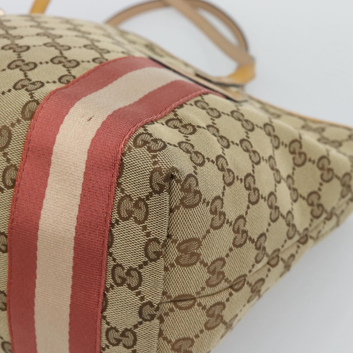 GUCCI GG Canvas Sherry Line Tote Bag Beige Gold 211971 Auth 196002 - Jerrillo image 9
