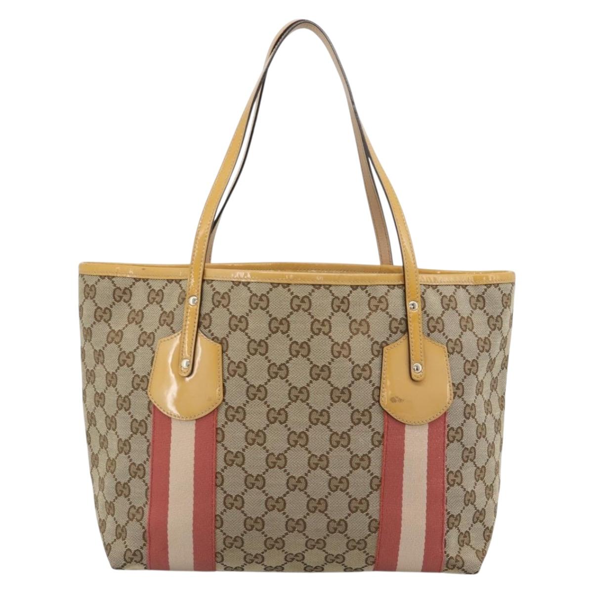 GUCCI GG Canvas Sherry Line Tote Bag Beige Gold 211971 Auth 196002 - Jerrillo image 2