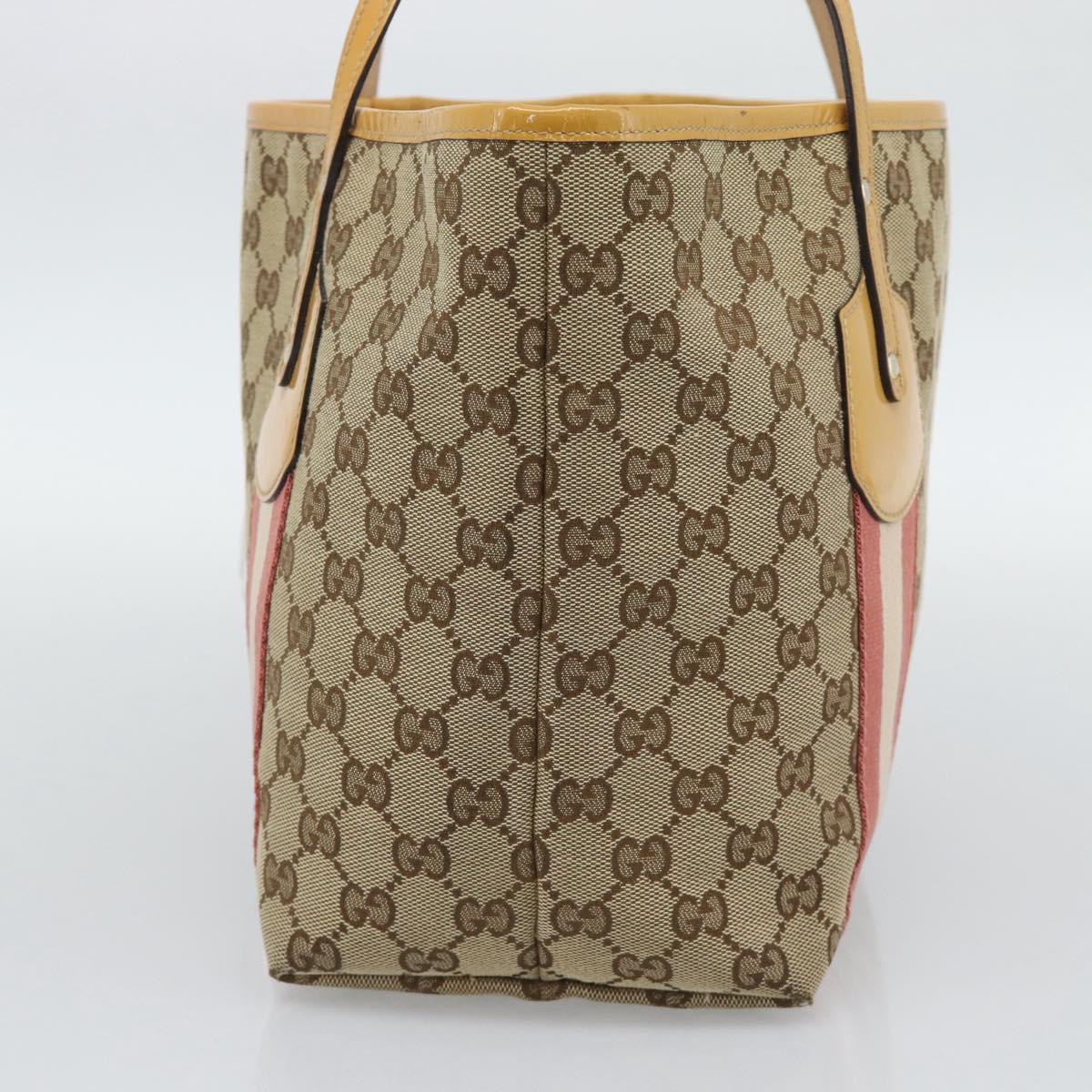 GUCCI GG Canvas Sherry Line Tote Bag Beige Gold 211971 Auth 196002 - Jerrillo image 4