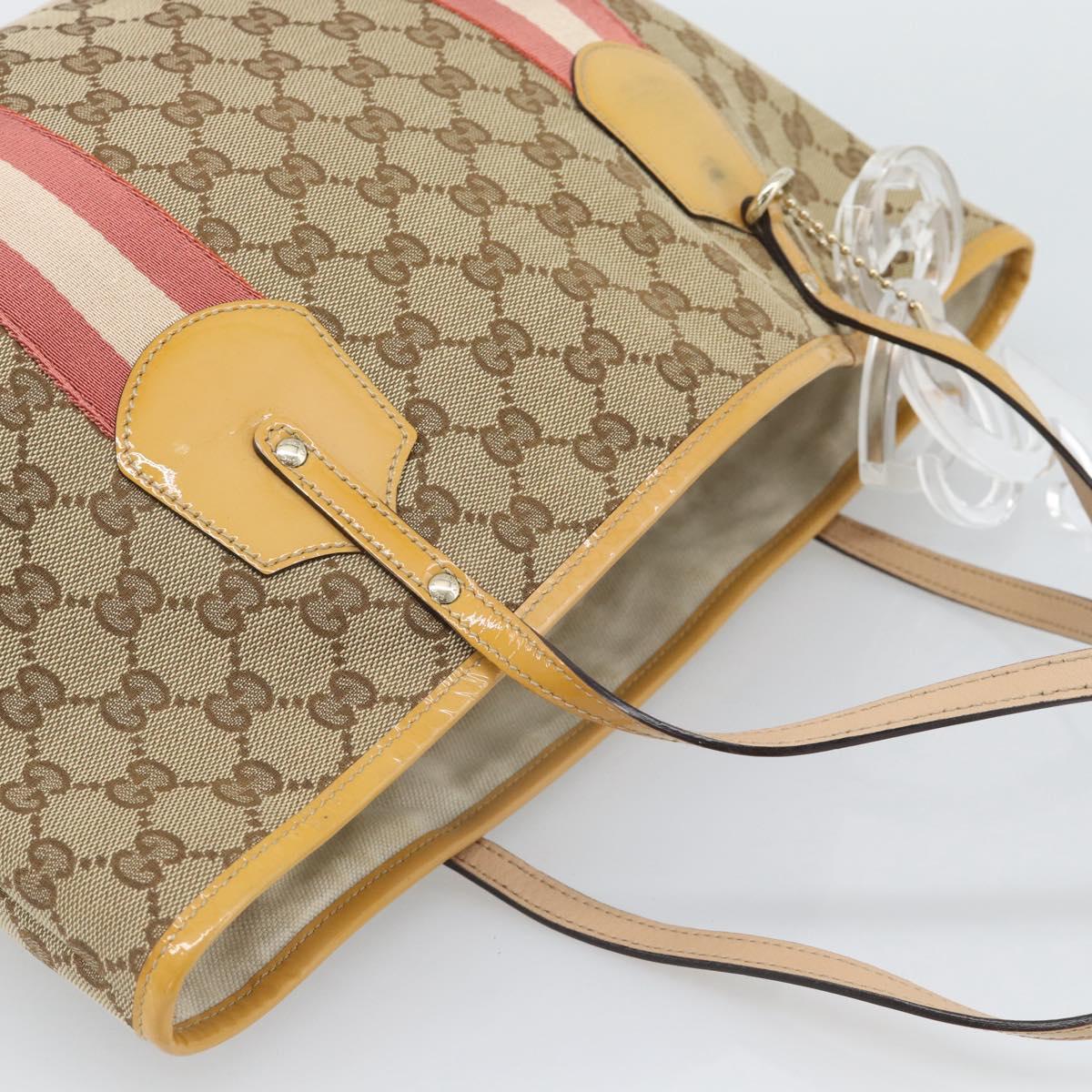 GUCCI GG Canvas Sherry Line Tote Bag Beige Gold 211971 Auth 196002 - Jerrillo image 6