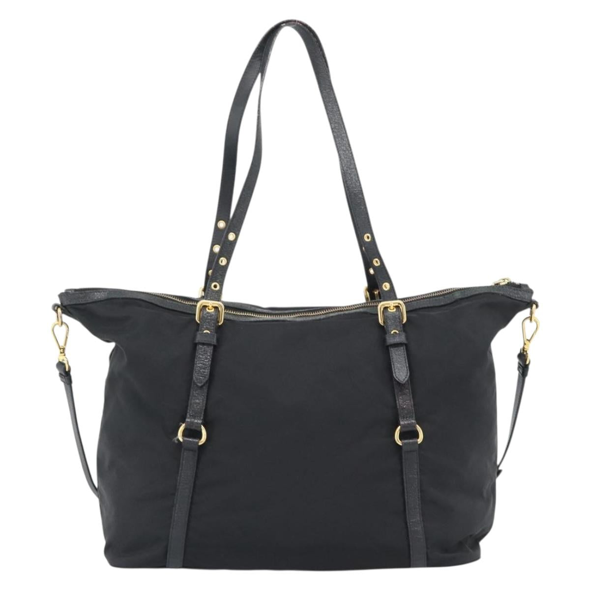 PRADA Tote Bag Nylon 2way Black Gold Auth 196064 - Jerrillo image 2