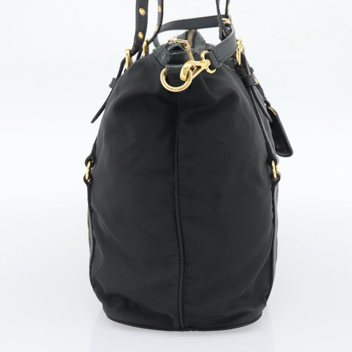 PRADA Tote Bag Nylon 2way Black Gold Auth 196064 - Jerrillo image 3