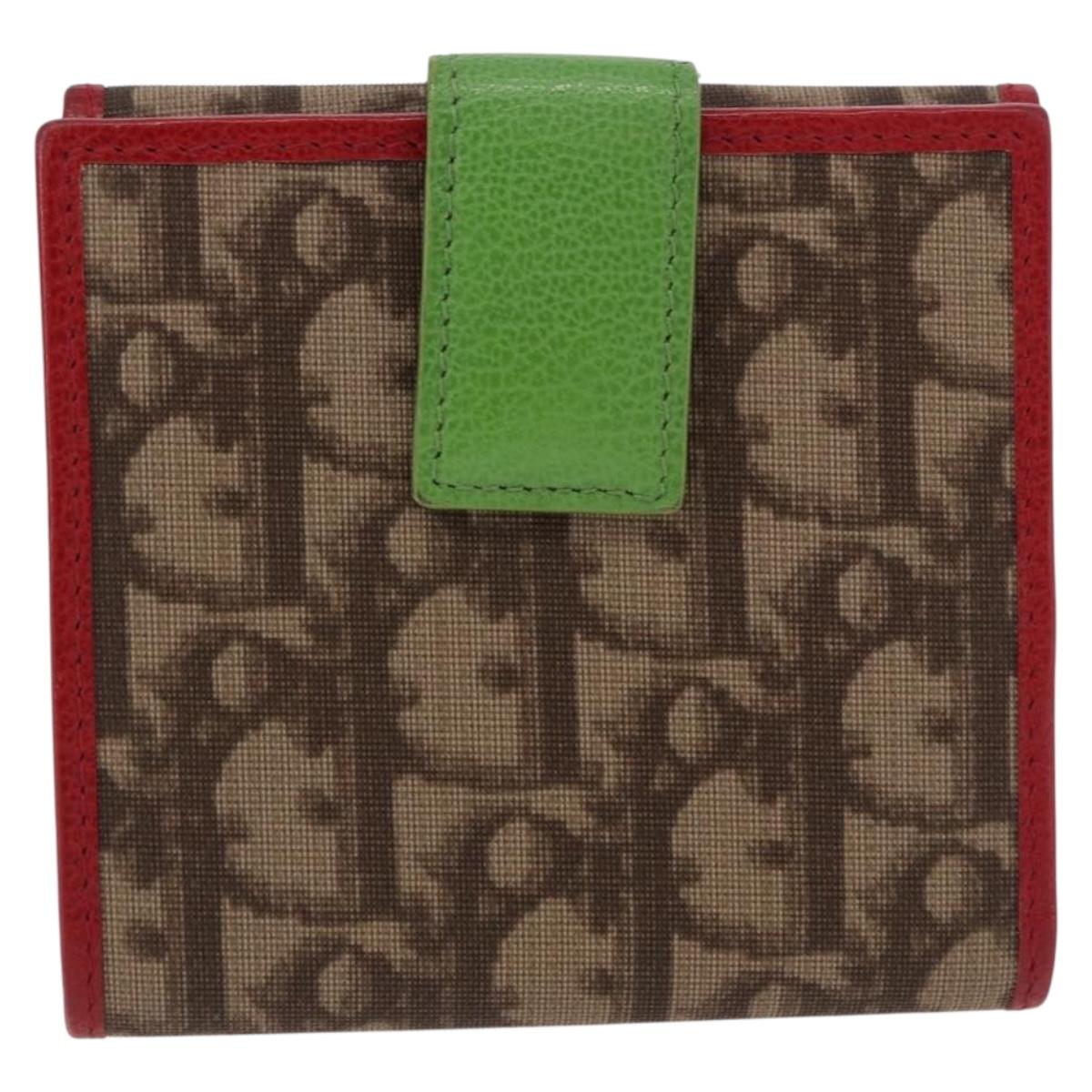 Christian Dior Trotter Canvas Compact Wallet PVC Beige Silver Auth 196069V - Jerrillo image 2