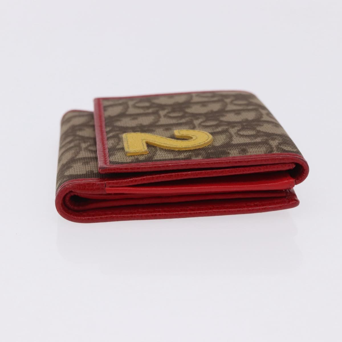 Christian Dior Trotter Canvas Compact Wallet PVC Beige Silver Auth 196069V - Jerrillo image 3