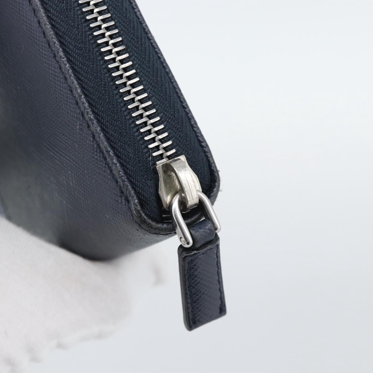 PRADA Long Wallet Safifano leather Navy Silver Auth 196073A - Jerrillo image 8