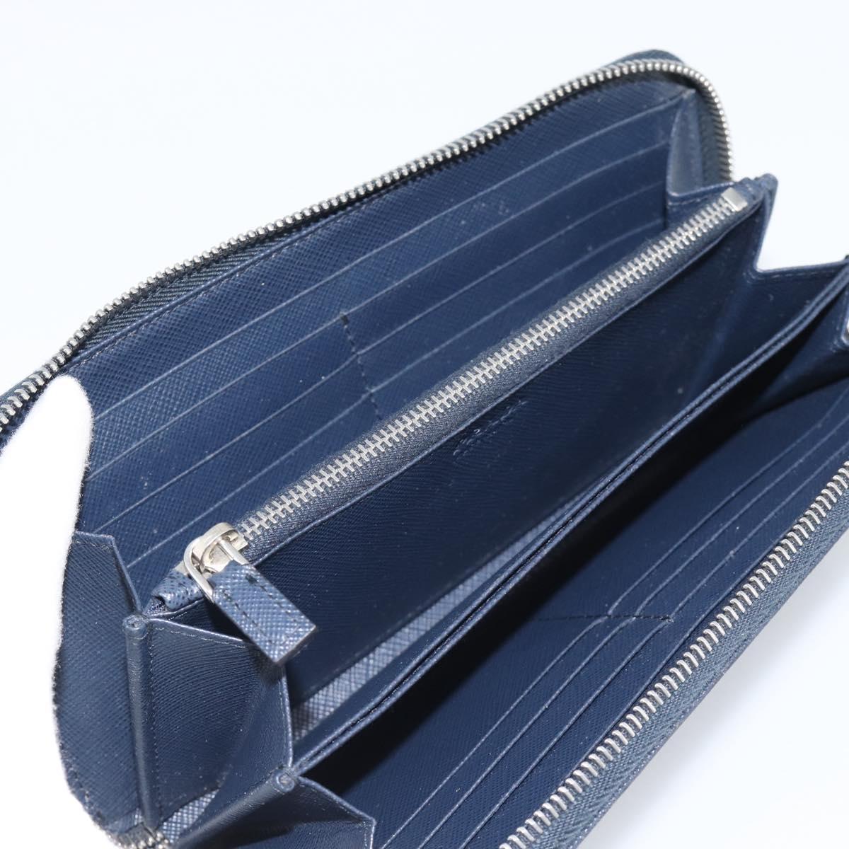 PRADA Long Wallet Safifano leather Navy Silver Auth 196073A - Jerrillo image 9