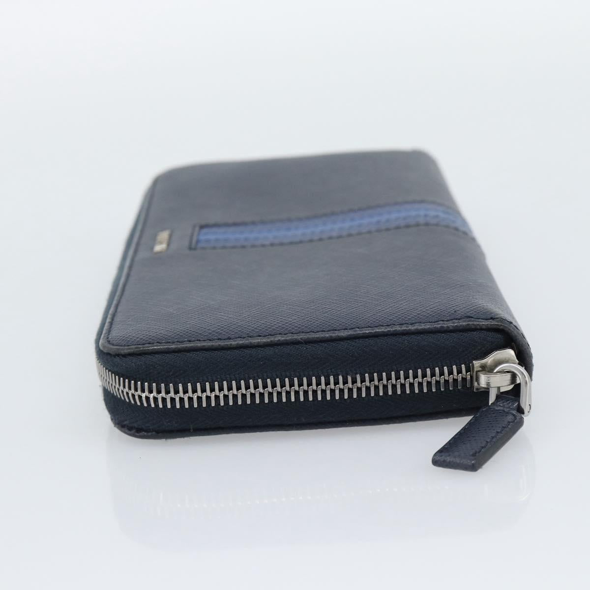 PRADA Long Wallet Safifano leather Navy Silver Auth 196073A - Jerrillo image 3
