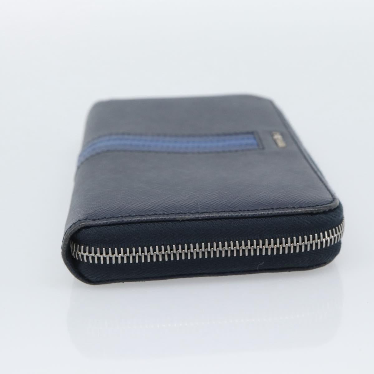 PRADA Long Wallet Safifano leather Navy Silver Auth 196073A - Jerrillo image 4