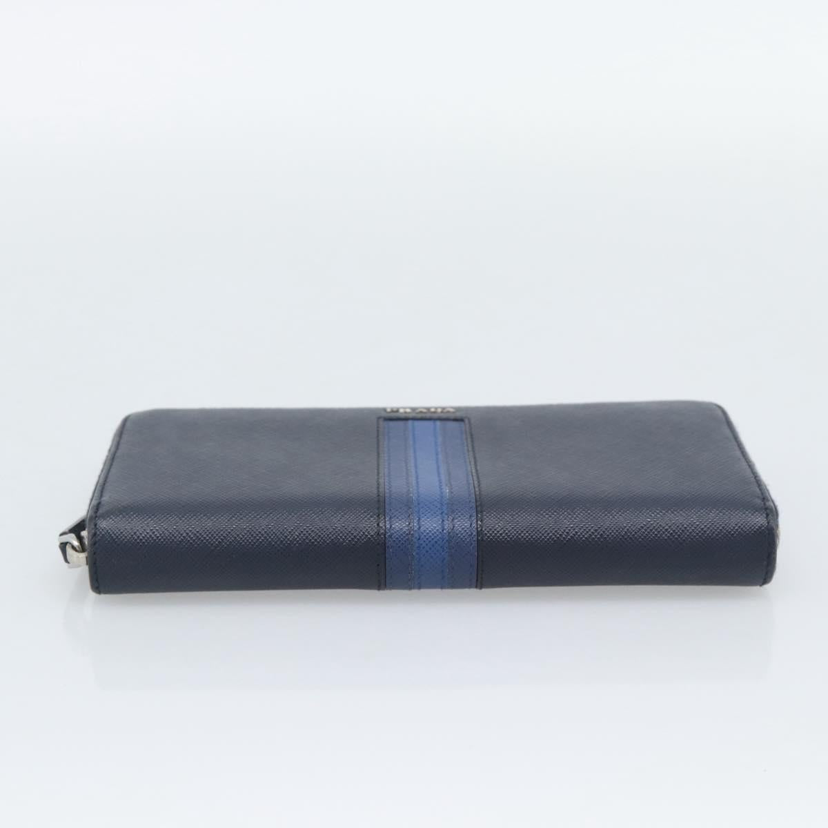 PRADA Long Wallet Safifano leather Navy Silver Auth 196073A - Jerrillo image 6