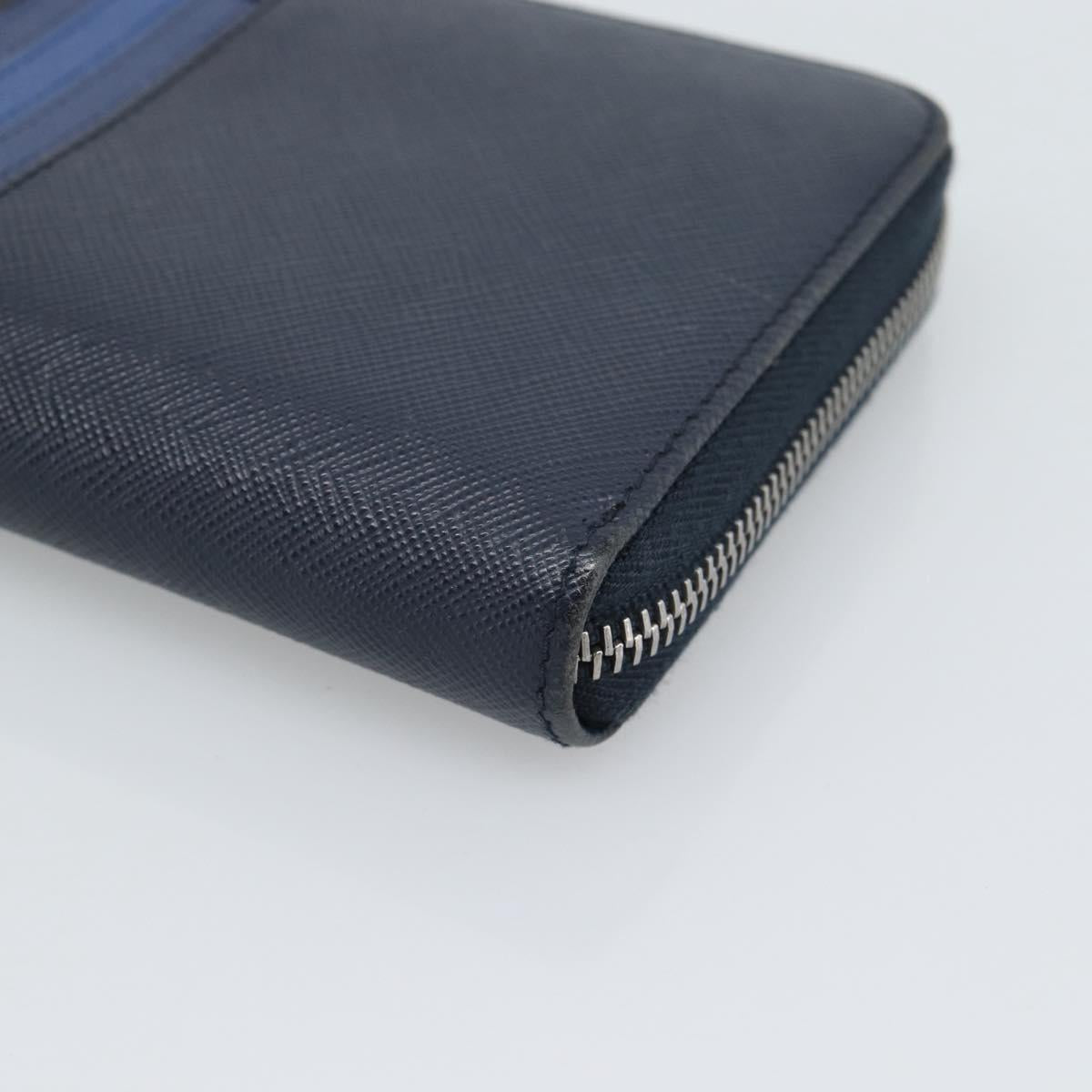 PRADA Long Wallet Safifano leather Navy Silver Auth 196073A - Jerrillo image 7