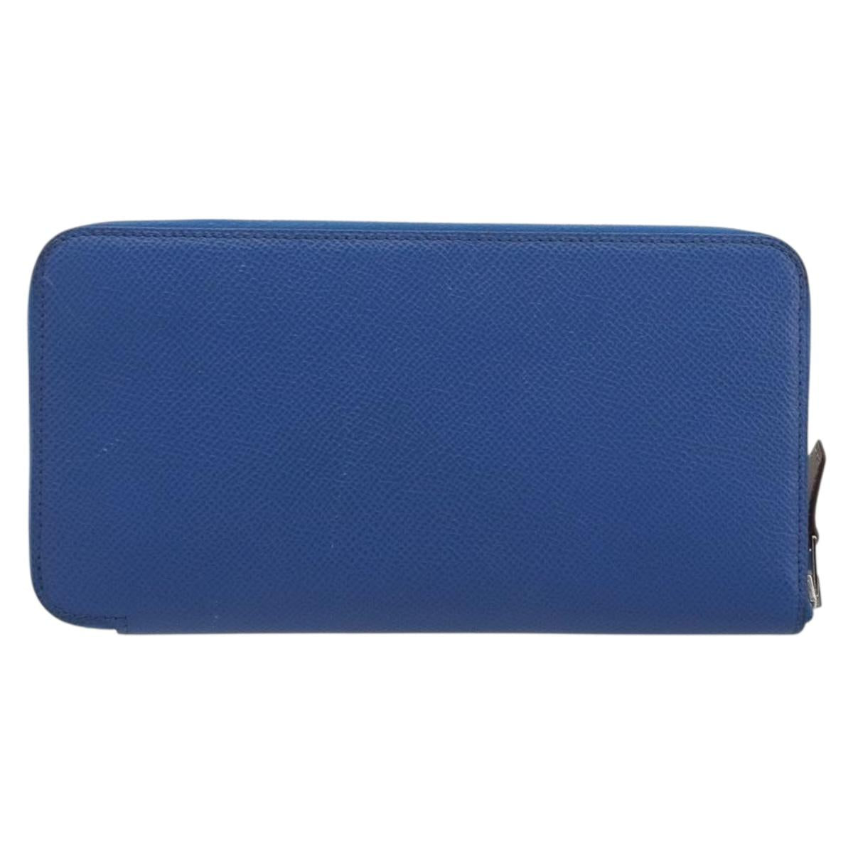 HERMES Azap Silk In Wallet Leather Blue Silver Auth 196106M - Jerrillo image 2