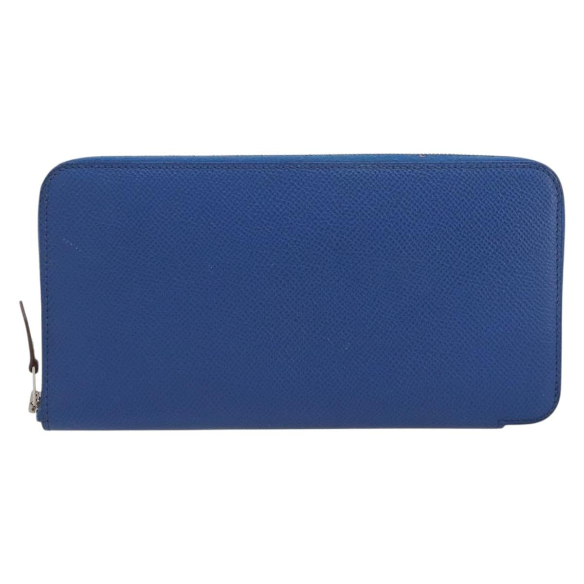 HERMES Azap Silk In Wallet Leather Blue Silver Auth 196106M - Jerrillo image 3