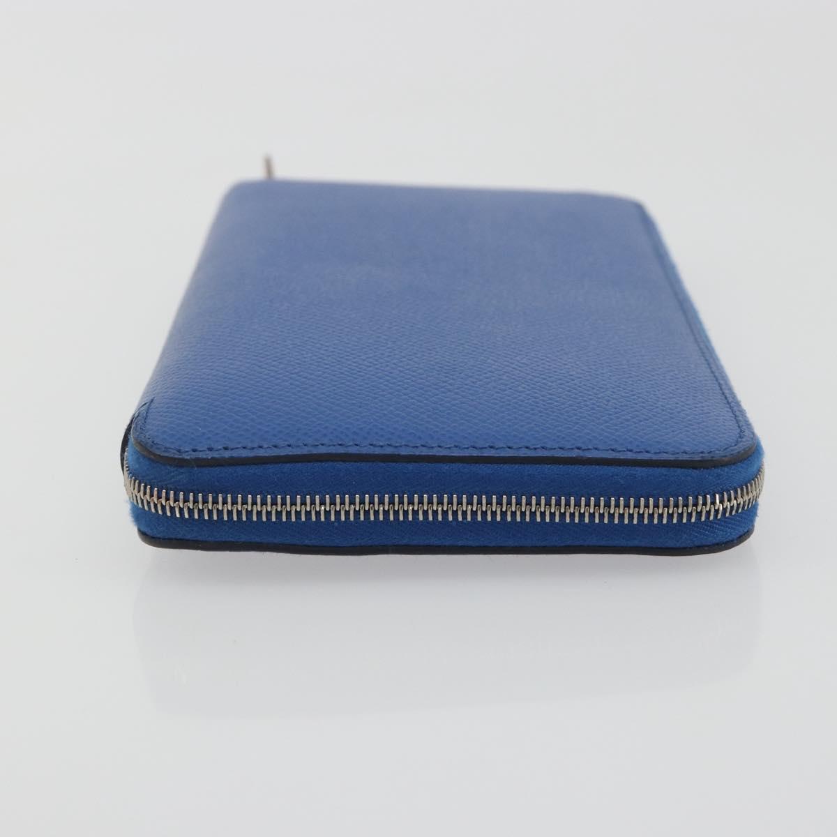 HERMES Azap Silk In Wallet Leather Blue Silver Auth 196106M - Jerrillo image 4