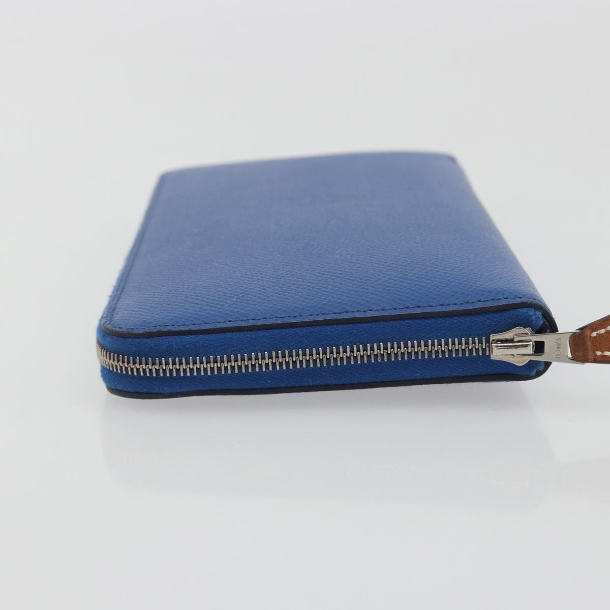 HERMES Azap Silk In Wallet Leather Blue Silver Auth 196106M - Jerrillo image 5