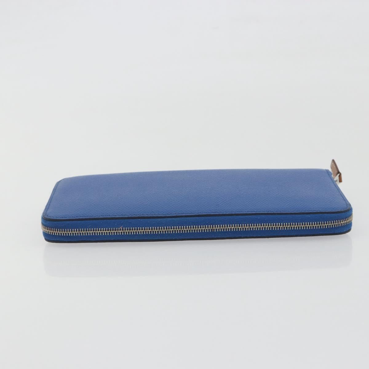 HERMES Azap Silk In Wallet Leather Blue Silver Auth 196106M - Jerrillo image 6