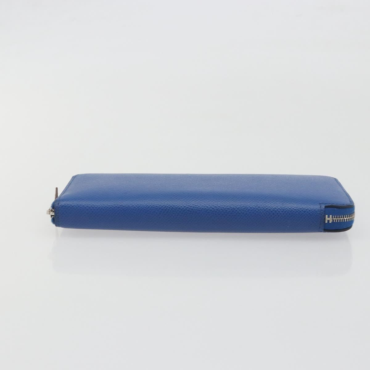 HERMES Azap Silk In Wallet Leather Blue Silver Auth 196106M - Jerrillo image 7
