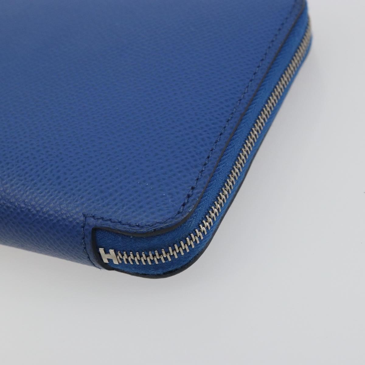 HERMES Azap Silk In Wallet Leather Blue Silver Auth 196106M - Jerrillo image 8