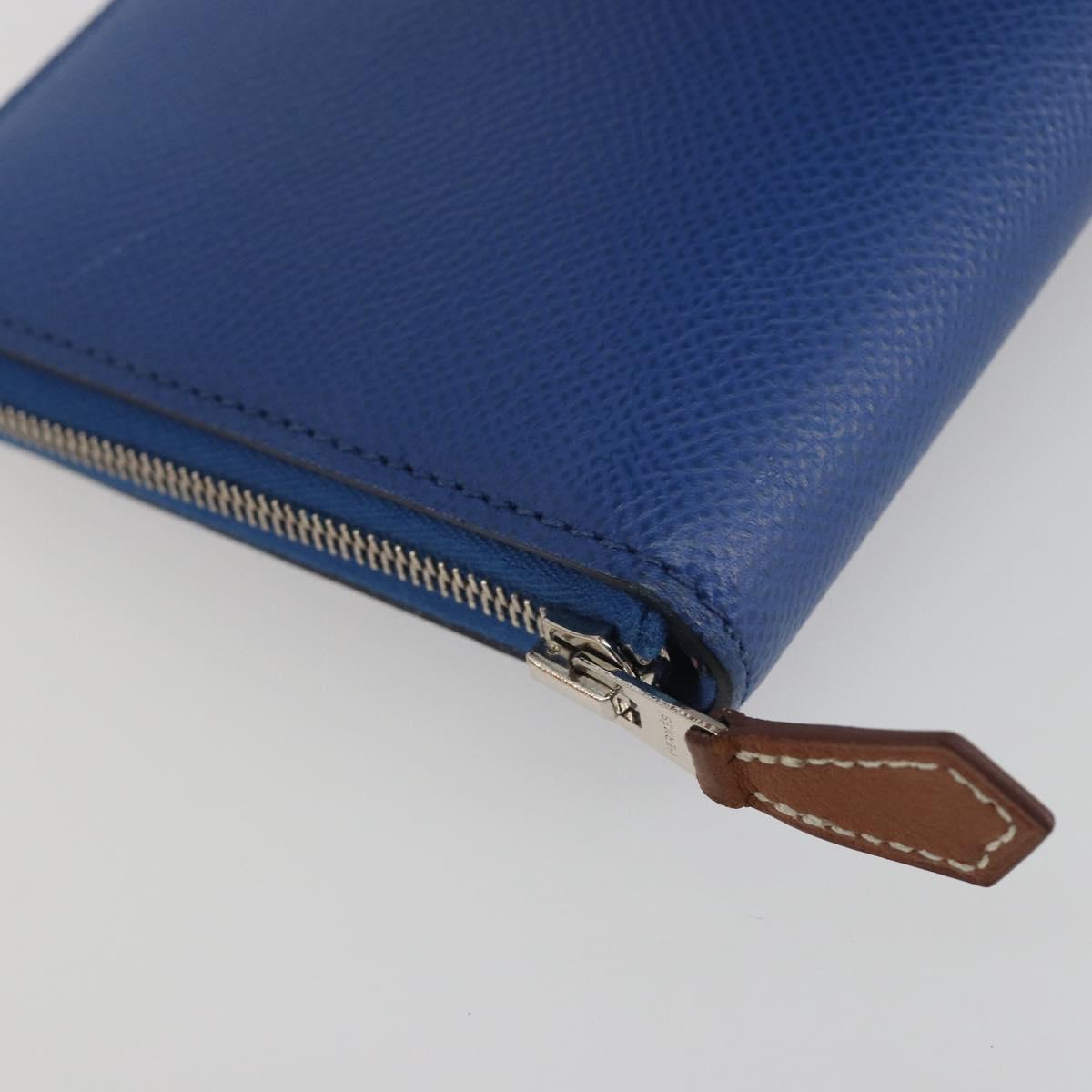 HERMES Azap Silk In Wallet Leather Blue Silver Auth 196106M - Jerrillo image 9