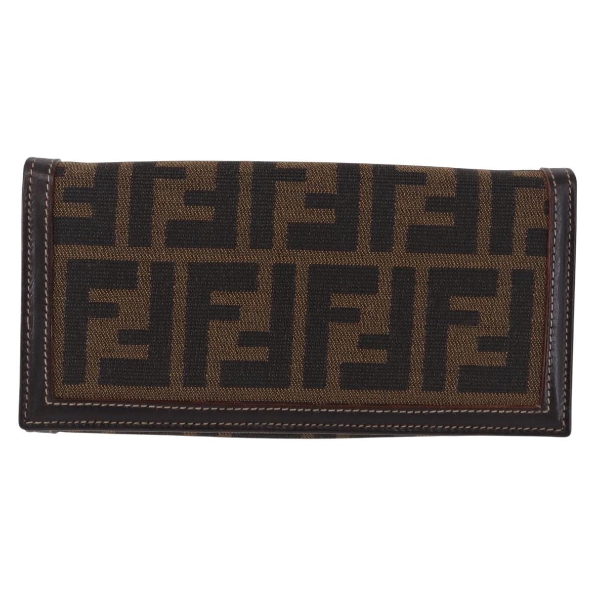 FENDI Zucca Canvas Long Wallet Black Brown Auth 196107V - Jerrillo image 2