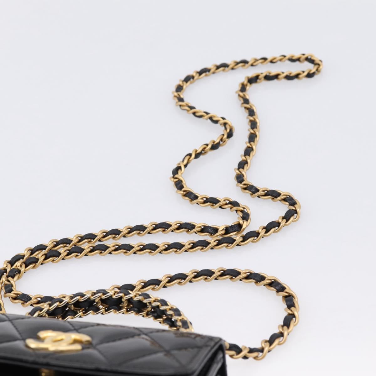 CHANEL Matelasse Hand Bag Patent Leather 2way Black Gold CC Auth 196372SAM - Jerrillo image 10