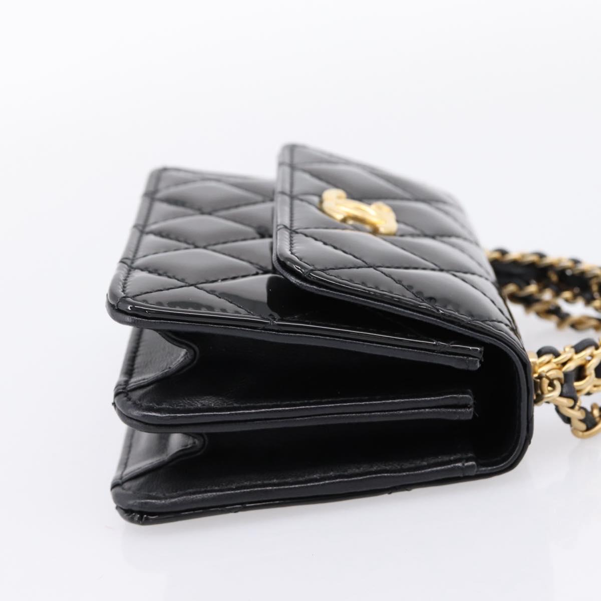 CHANEL Matelasse Hand Bag Patent Leather 2way Black Gold CC Auth 196372SAM - Jerrillo image 5