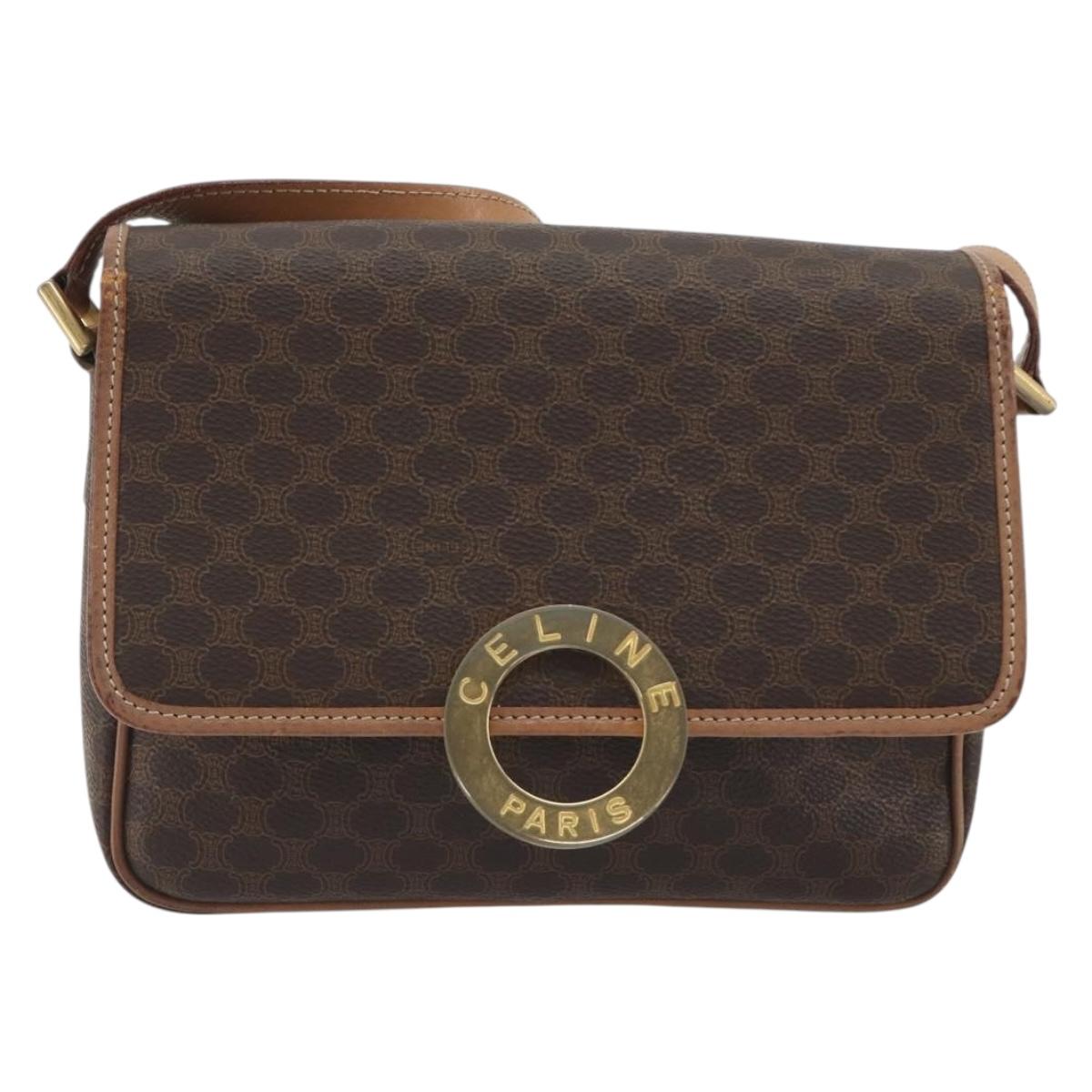 CELINE Macadam Canvas Shoulder Bag PVC Leather Brown Gold Auth 196617 - Jerrillo image 2