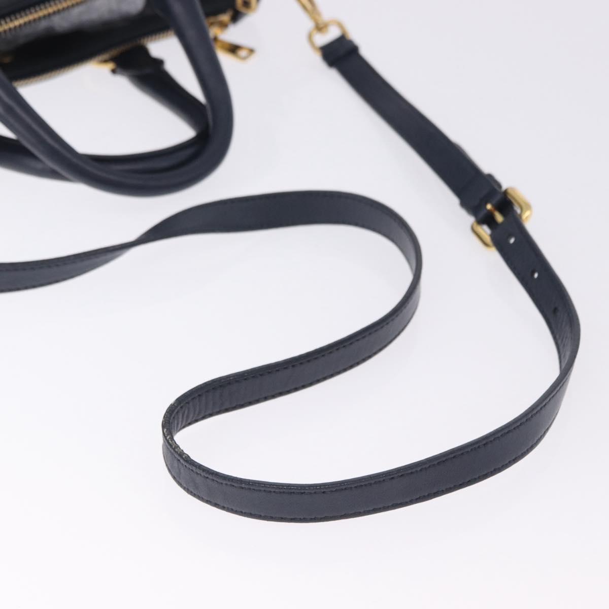 PRADA Hand Bag Leather 2way Navy Gold Auth 196781V - Jerrillo image 8